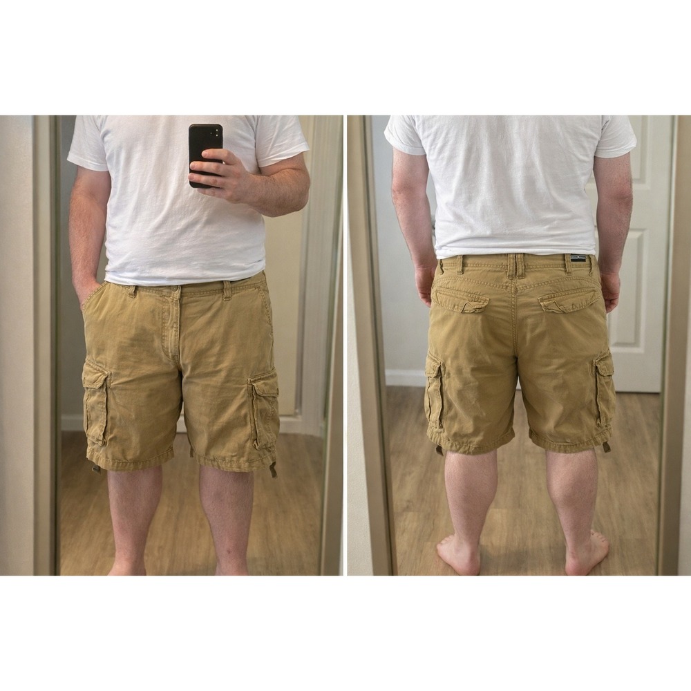Jordan Craig Mens Tan Khaki Cotton Cargo Shorts 4454 Size 40 Utility Pockets